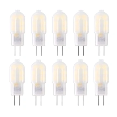 Image de Lot de 10 Ampoules LED G4 2W avec couvercle blanc laiteux, remplacement halogène 20W, 200lm, angle faisceau 360, AC/DC 12V, Non dimmable