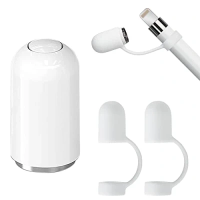 Image de Lamkrtlp 1 iPencil Magnétique Capuchons, 2 Support de Remplacement, Pencil Cap Holder for iPad Pro (Blanc)