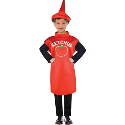 Image de amscan 9908180 Costume de Bouteille Ketchup pour Enfant (6 8 Ans), Unisexes, 9908180, Multicolore