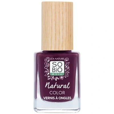 Image de LÉA NATURE SO bio étic Vernis ongles naturel Natural Color Prune noir Double action Soin &amp; Couleur Fortifie Protège Huile de Ricin fortifiante Vegan Made in France 11ml