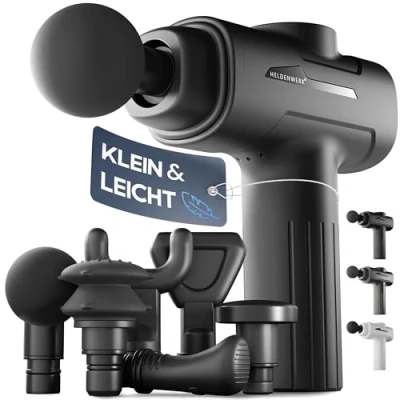 Image de HELDENWERK Pistolet de massage avec 6 têtes et 3200 tr/min I musculaire port USB C Noir