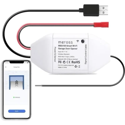 Image de Meross Ouvre Porte de Garage Connecté WiFi, Télécommande Intelligent Compatible avec Alexa, Google Assistant et SmartThings, Contrôle à Distance, Commande Vocale Fonction Temps