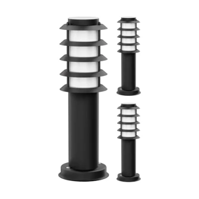 Image de ledscom.de 3 pièces lumière de chemin/lampe borne/lampe jardin PORU pour l&#039;extérieur, IP44, grille, 39 cm, noir, 1x E27 max. 40W