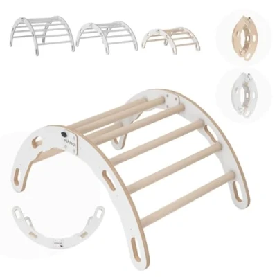 Image de MAMOI® Triangle Interieur, Mur Escalade pour Enfant, Aire de Jeux Bebe, Espalier en Bois, Rocker Arche à partir 1/2/3 an, Bascule Montessori