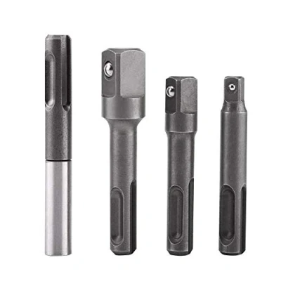 Image de Kit Porte Embout de Visseuse, Asixx Adaptateur SDS Plus Tige à 1/4&quot; Douille Hexagonale et Connecteur Extension Carré 3/8&quot;1/2&quot; [Lot 4]