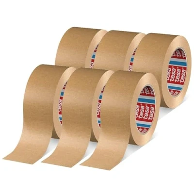 Image de tesa pack 4713 pakettejp i 6 papperstejp för förslutning av förpackningar, återvinningsbart och lösningsmedelsfritt brunt rullar på vardera 50 m x mm