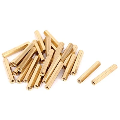 Image de sourcing map Entretoise Hexagonale Écrou Filetage Femelle M4 x 35mm Laiton 25Pcs