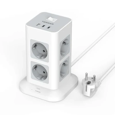 Image de TESSAN Multiprise USB C avec 8 Prises, Parafoudre, Tour Interrupteur, Prise Multiple 1 et 2 C, Rallonge Electrique 2M pour la Maison, Bureau 3600W