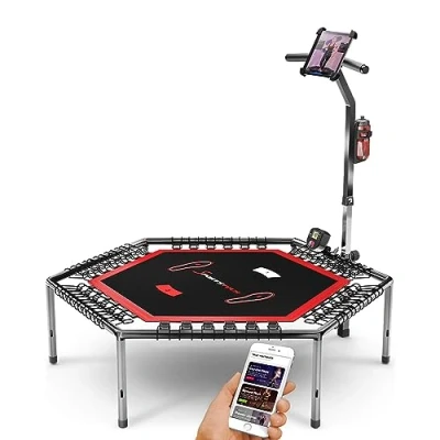 Image de SPORTSTECH Trampoline Fitness HTX100 Home Trainer Tonifiant Écran LCD Multifonctions Support Smartphone Porte Bouteille Montage Et Rangement Facile L.127,3 x l.137,4 H.111 cm