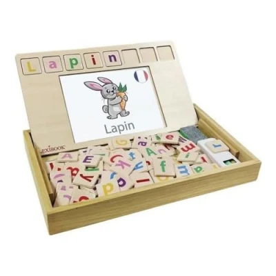 Image de Lexibook Bio Toys École des Mots, bilingue Français/Anglais, Bois, 50 Cartes, Alphabet, Jeu éducatif, EDU100i1, Multicolore, Taille Standard