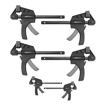 Image de Amazon Basics Serre joints une main Lot de 6 2 pièces 10,16 cm, 4 15,24 Noir/ Gris