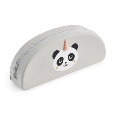 Image de Miquelrius Trousse Ovale, 1 Compartiment, Dimensions 195 x 80 42 mm, en Silicone, Fermeture éclair, Gris, Panda