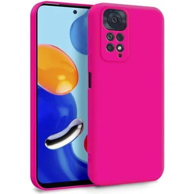 Image de MyGadget Coque pour Xiaomi Redmi Note 11 11s Case Protection Rigide Anti Choc avec Doublure Microfibre Rouge Magenta