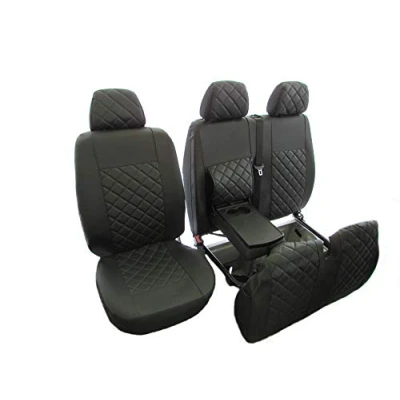 Image de Texmar Housses de siège en cuir écologique noir pour conduite à droite Iveco Daily après 2015 (1 simple et 1 double)