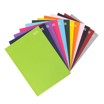 Image de evelay Agenda journalier 2025 annuel complet une page par jour avec couverture rigide Vert citron Format A4