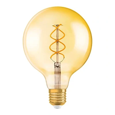 Image de OSRAM Vintage Edition 1906 Ampoule LED à Filament Spirale Culot E27 Forme Globe 125mm Or Ambrée Dimmable Blanc Chaud 2000K 4W