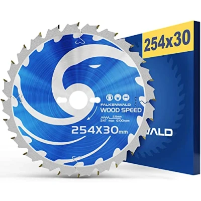 Image de FALKENWALD lame de scie circulaire 254 x 30 mm Idéale pour le bois Compatible avec Bosch PTS 10, cm GTS 10 XC et
