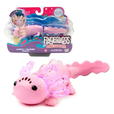 Image de Bizak Fingerlings Axolot 61853142 Ajolot Rose avec Plus de 50 Sons et réactions, Sait Quand il est dans Votre Main Devinez Humeur