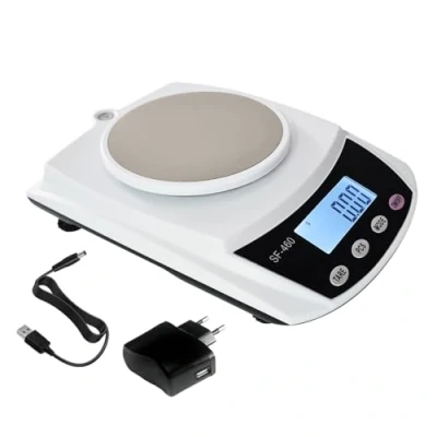 Image de Eosphorus Balance Numérique Analytique LCD 600 g x 0,01 pour École Laboratoire Scientifique Précise Peser Grammes, Once, Carat Chargeur USB et adaptateur
