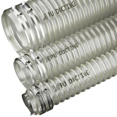 Image de Tuyau flexible en polyuréthane pour extraction de poussière et fumée, travail du bois + colliers serrage 4 m diamètre