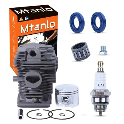 Image de Mtanlo Kit de Piston Cylindre 46 mm pour Tronçonneuse Stihl MS270 MS280 MS280C Replace 1141 020 1200 avec Bougie d&#039;Allumage Joints d&#039;Huile Bouchon Compression