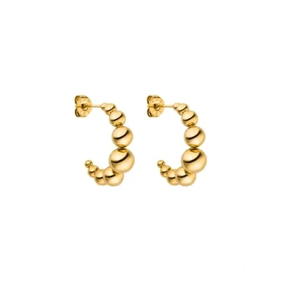 Image de Purelei® Boucles d&#039;oreilles Bubbly, Créoles pour femme en acier inoxydable, résistantes à l&#039;eau tendance avec billes de tailles différentes (Or)