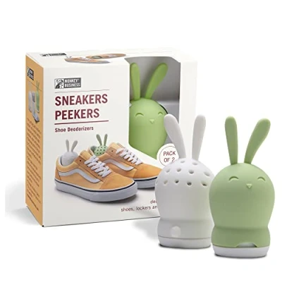 Image de Monkey Business désodorisant pour chaussures, 2 adorables lapins désodorisants baskets et chaussures Le charbon actif garde aussi les armoires, casiers sacs de gym frais (Lapin)