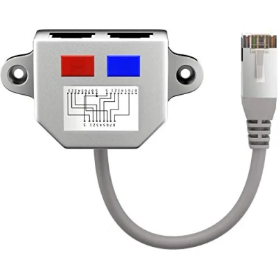 Image de Goobay 68908 Répartiteur de câbles LAN (doubleur réseau), Adaptateur en Y 2X Cat 5 câblage Ethernet : 1x 8 pôles vers 4