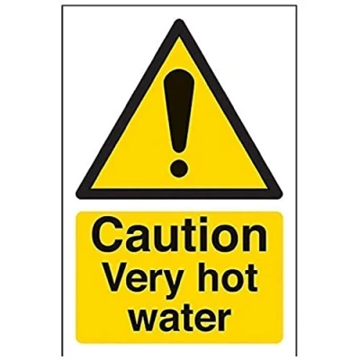 Image de vsafety 62007 ag s Panneau d&#039;avertissement &quot;Attention l&#039;eau très chaude Température, autocollant, Portrait, 100 mm x 150 mm, noir/jaune