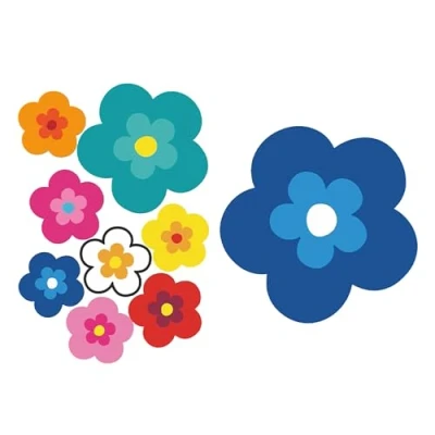 Image de tradercat Pril Lot de 8 autocollants pour voiture Motif : Fleurs Style rétro toute surface lisse Idéal votre (bleu)