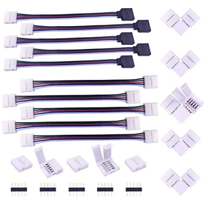Image de Connecteur Bande LED RGBW de 10mm Large 5 Broches d&#039;angle Ruban L Adaptateur Rapide Connector pin Câble Extension Rallonge Stripe Splitter pour 5050 Strip