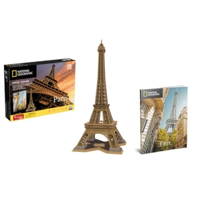 Image de EXPLORA Tour Eiffel Puzzles 3D 540203 131 Pièces Monument Historique Niveau 5 sans Colle Ni Ciseaux Paris Jeu de Construction Licence National Géographic À Partir 8 Ans