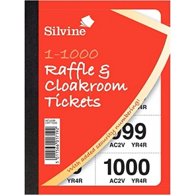 Image de Silvine CRT1000 Lot de 6 tickets tombola numérotés 1 à 1000 avec numéro sécurité