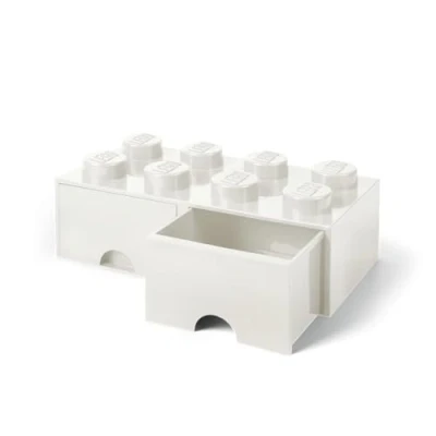 Image de Lego 40061735 A brique 8 boutons, 2 tiroirs, boîte de rangement empilable, 9.4 l, Blanc, Plastique, plots