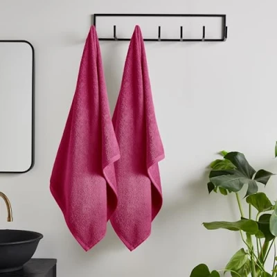 Image de Catherine Lansfield Paire de draps Bain en Coton à séchage Rapide Rose Vif 90 x 140 cm