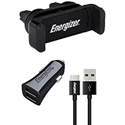 Image de Energizer MOBILES AND ACCESSORIES CKITB2CC23 Kit voiture Support clip 3.4 A 2 USB Câble Lightning Inclus/Compatible MFI Prise Allume Cigare Charge et Synchronisation Rapide Noir