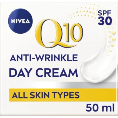 Image de Nivea Crème de jour Q10 Power, raffermissante, anti tâches, hydratante, âge, SPF30, avec créatine et coenzyme Q10, pour femme, réduit l&#039;apparence des rides ridules, 50 ml
