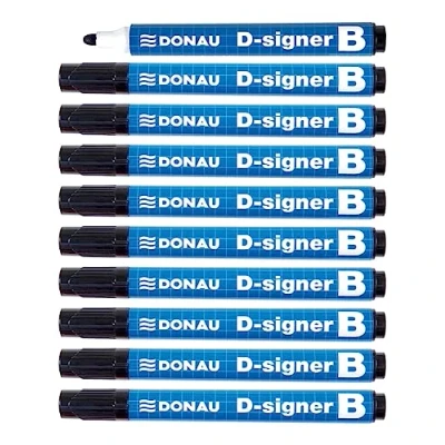 Image de DONAU D Signer B Lot de 10 marqueurs pour tableau blanc Noir Pointe ogive 2 4 mm Résistant au séchage jusqu&#039;à 72 heures sans capuchon