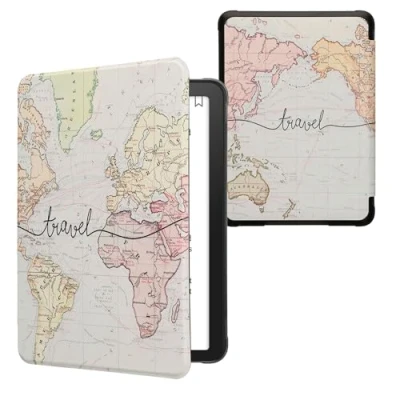 Image de kwmobile Étui Compatible avec Amazon Kindle Paperwhite (12. Gen 2024)/Kindle Colorsoft Coque à Rabat magnétique Tablette eReader Similicuir Noir Multicolore