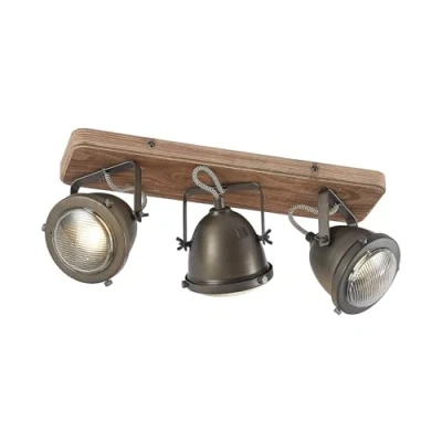 Image de Lindby Spot Farovi à intensité variable (Modern, Industriel) en Noir Bois e. a. pour Salon &amp; Salle manger (à 3 lampes, GU10), Lampe encastrable, plafonnier, applique
