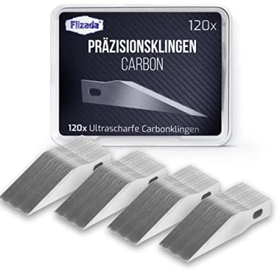 Image de Filzada® 120 Lame scalpel lames de cutter précision/lames couteau modelisme/lames rechange pour bistouri extra tranchante incluse une boîte rangement.