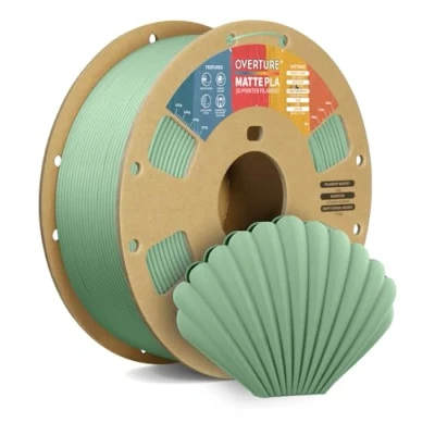 Image de OVERTURE Filament PLA Matte 1.75mm Vert Clair, 1kg(2,2lbs) Neatly Wound Surface Mate Filaments pour Imprimante 3D FDM, Précision dimensionnelle +/ 0,02 mm (Vert Clair)