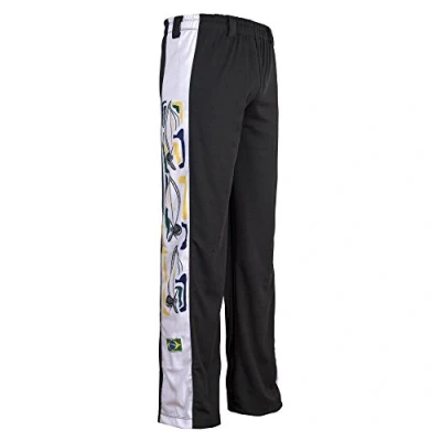 Image de JL Sport Pantalon Authentique Brésilien Capoeira Arts Martiaux Garçon (Noir avec Berimbau Imprimer Le Long du Dos) 5 6