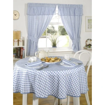 Image de Emma Barclay Molly Gingham Check Tablecloth Square Large Nappe Bleu 52 x cm, Polyester, 52&quot; (132x132cm)