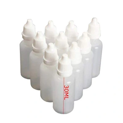 Image de Lot de 50 flacons compte gouttes vides rechargeables en plastique blanc 30 ml avec bouchon à vis