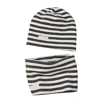 Image de LACOFIA Ensemble Bonnet et Écharpe de Naissance Casquette Super Douce 100% Coton pour Enfants Foulards Bandana Chapeaux Tricotés Bébé Garçon Gris Foncé 7 24 Mois