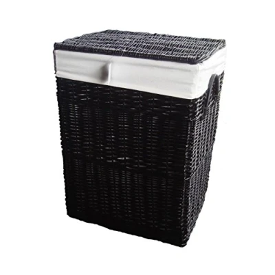 Image de DVier Panier à linge en osier noir 40 x 30 cm H 55
