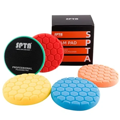 Image de Éponge de Polissage, à polir, SPTA 5 Pièces 150mm Hex Logic Polissage Pad polir Kit pour Voiture Ponçage Polisseuse Machine AXFLPS6PLUS