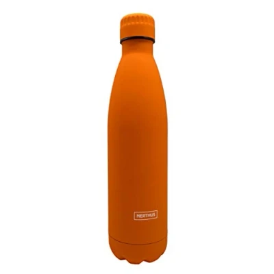 Image de Nerthus Fih 607 Flasque Double Paroi en Acier Inoxydable Motif Orange Froid et Chaud 750 ML Bouchon Hermétique 18/8