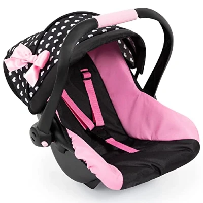 Image de Bayer Design 67960AA Chute siège d&#039;auto de poupée avec Pare Soleil et Ceinture sécurité, Accessoire pour Poupon, Noir, Rose, Blanc